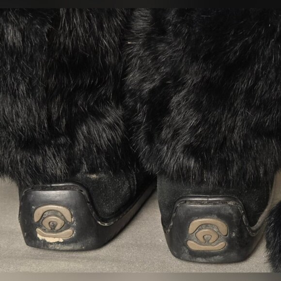 Manitobah Mukluks Black Suede Fur Beaded Tall Boots Women’s 8 Vibram Sole Canada - Picture 8 of 11